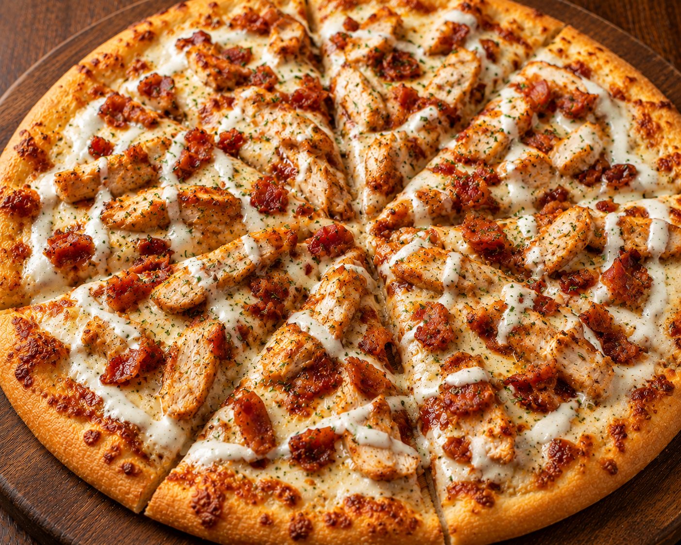 Chicken Bacon Ranch Pizza.