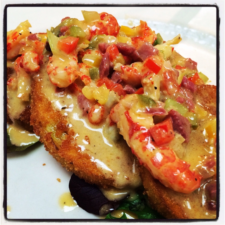 Fried Green Tomatoes and Crawfish Julie.