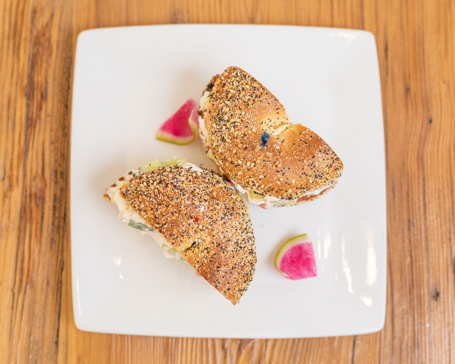 Bagel With Veggie Spread.