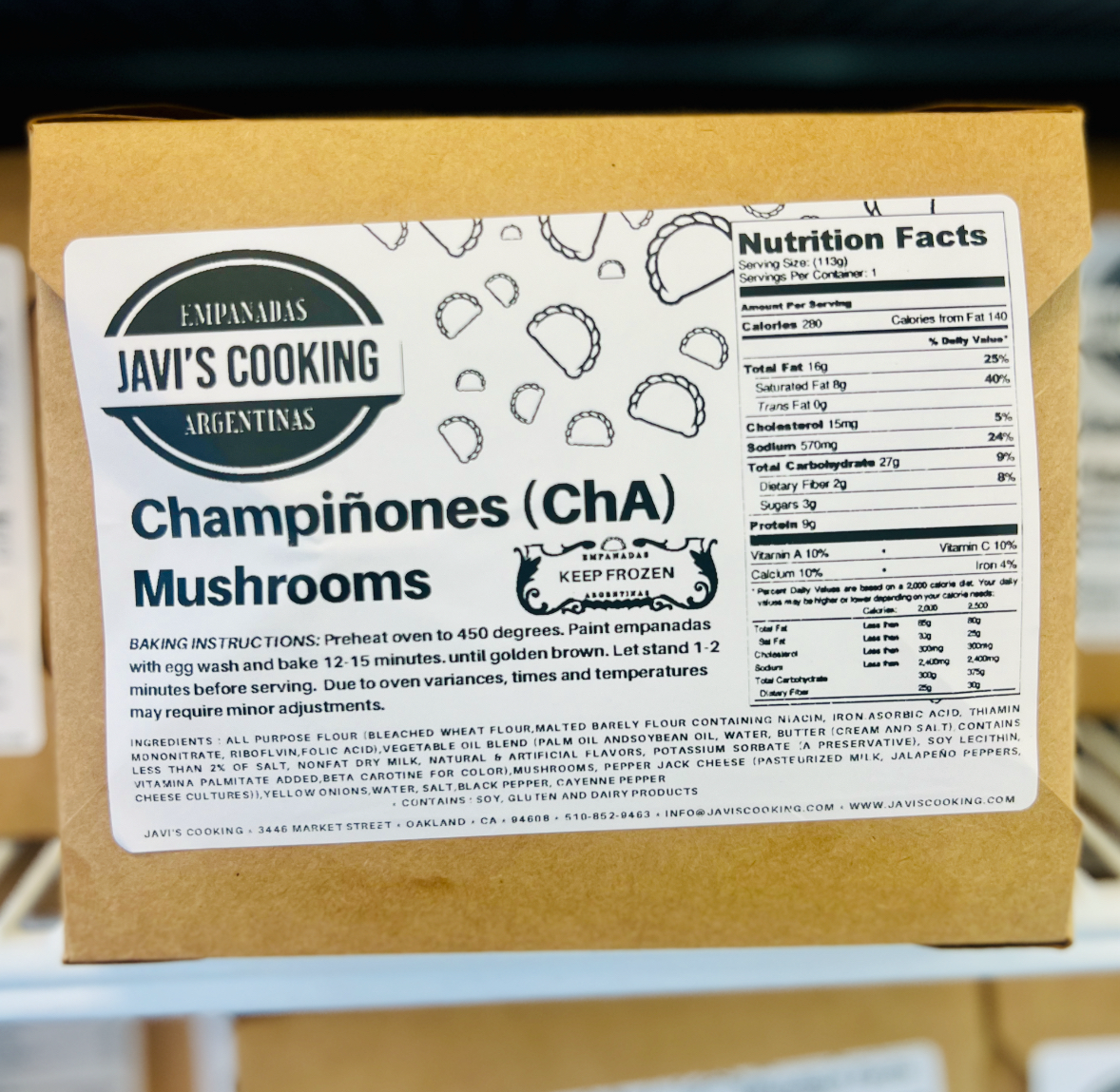 CHAMPIÑONES-ChA (4pack) frozen empanadas.