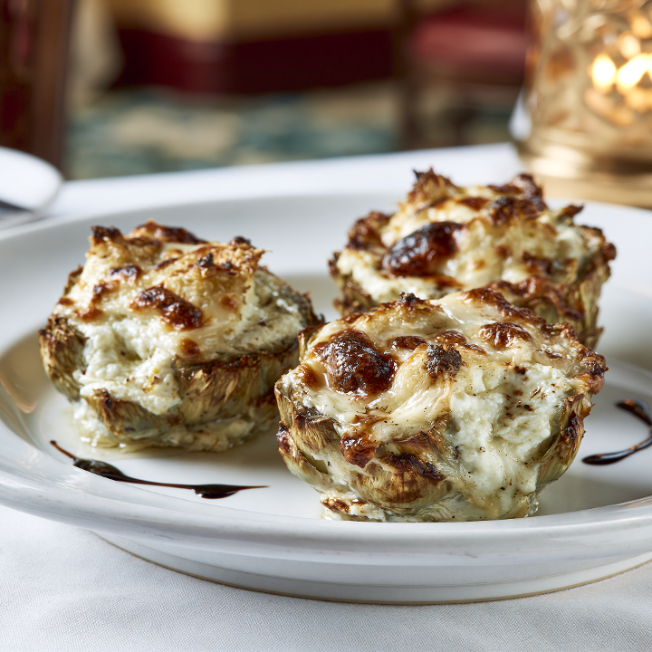 Three Cheese Stuffed Artichoke Bottoms.