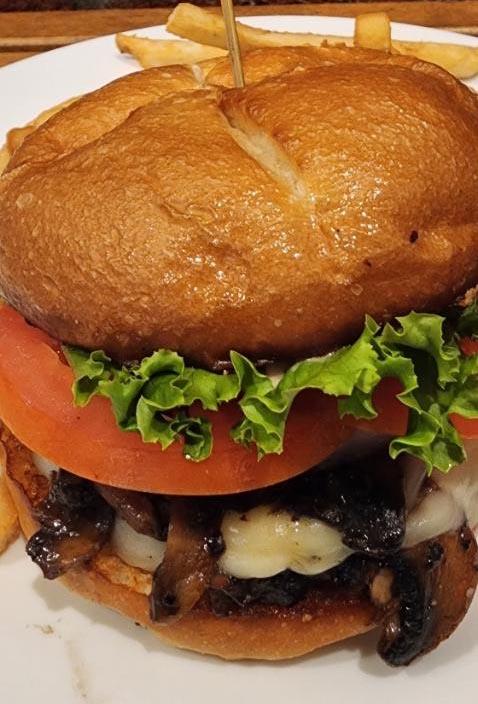 Mushroom Swiss Burger.