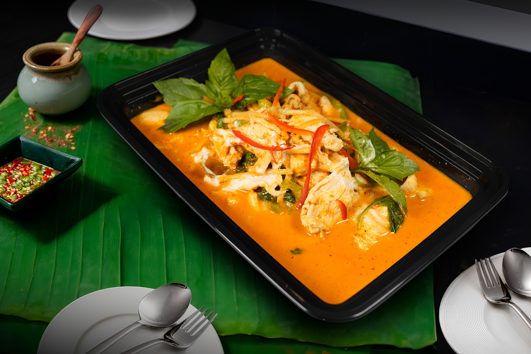 Party Size - Red Curry with Jasmine Rice.