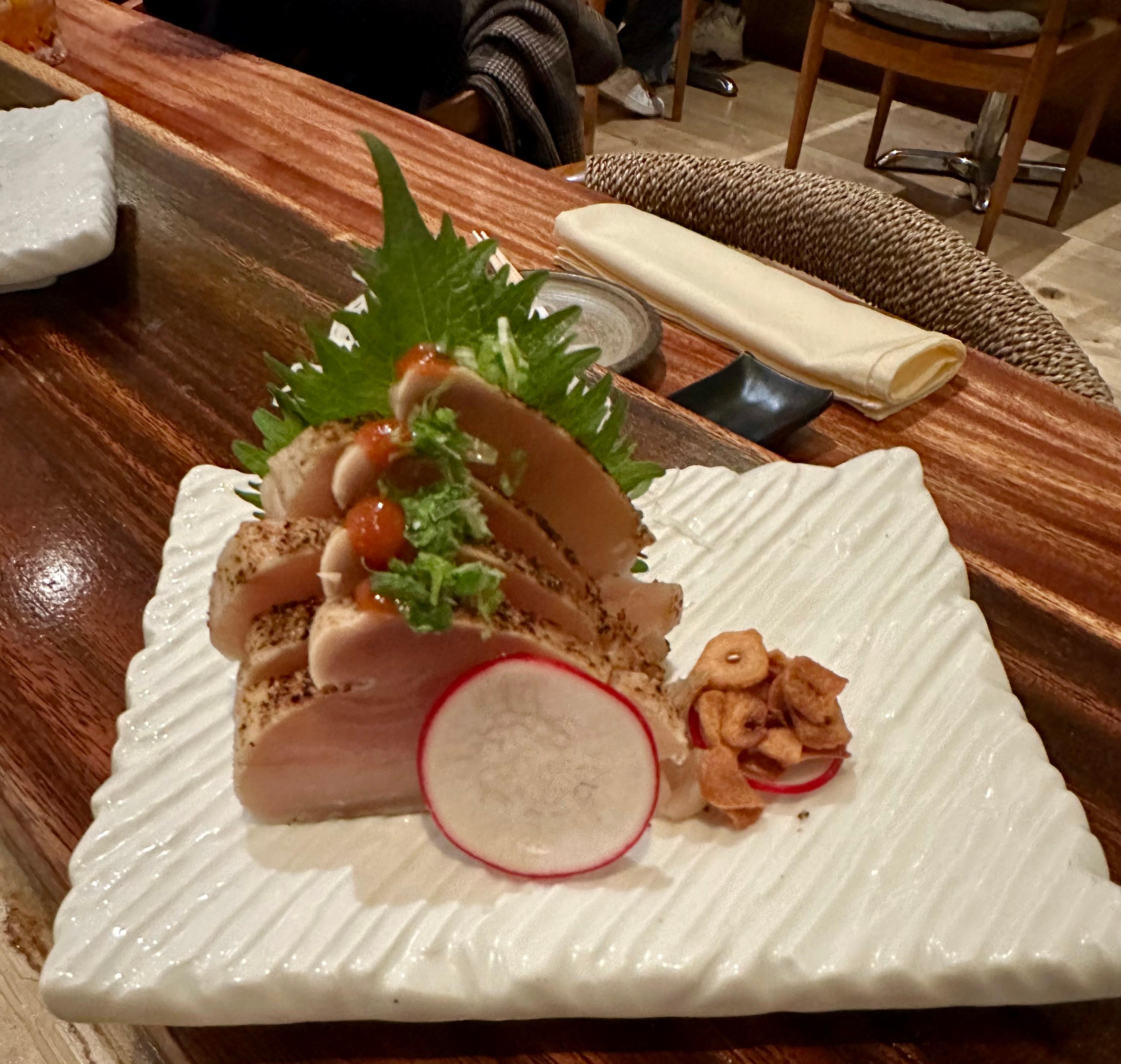 Albacore Tuna Tataki Sashimi.