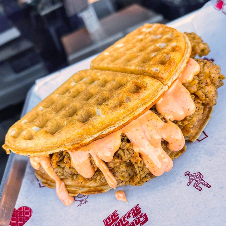 Fried Chicken and Waffle Sandwich.