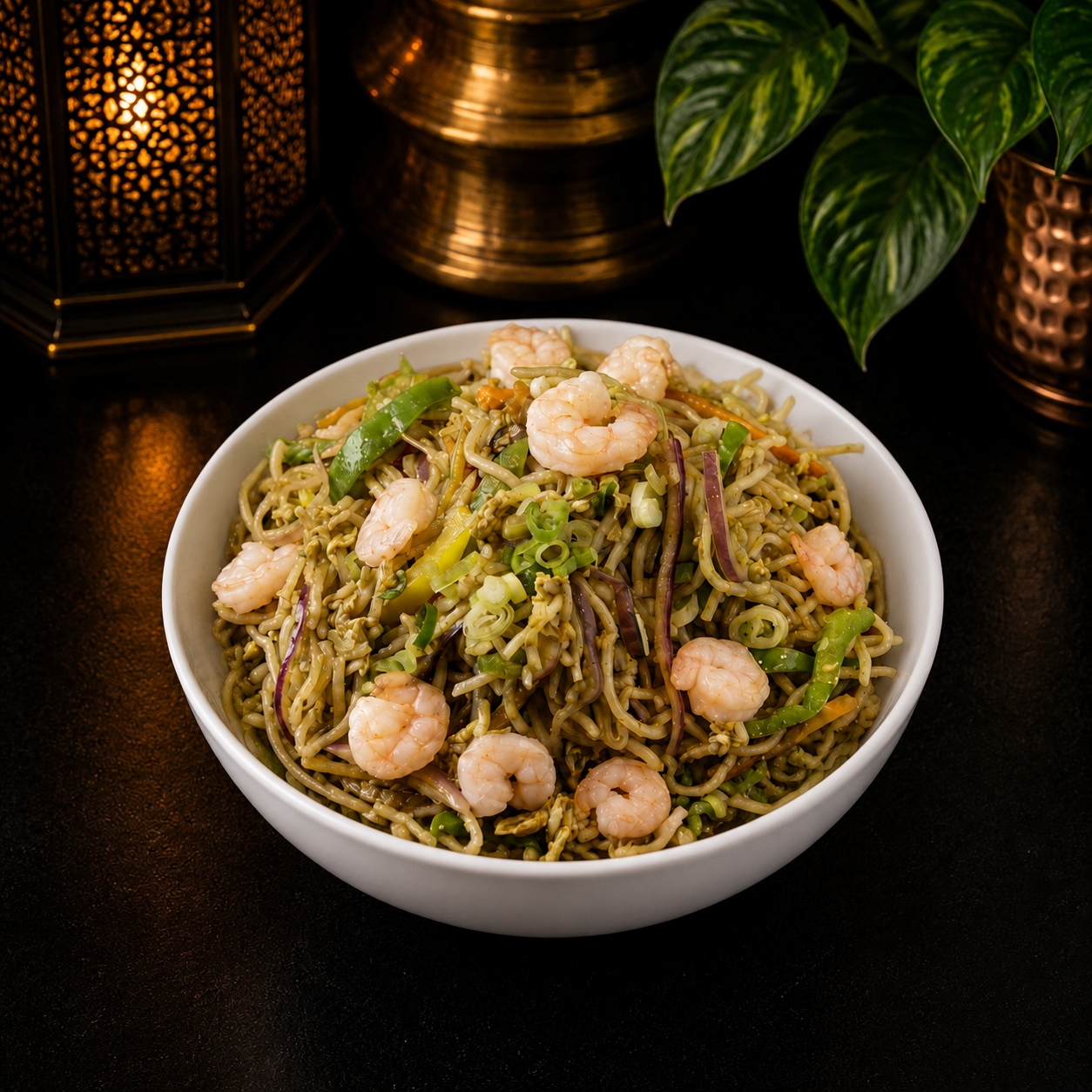 Gongura Shrimp Noodles (Sorrel Leaf Shrimp Noodles).