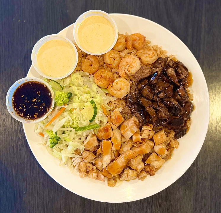 The Special (Steak, Chicken, and Shrimp).