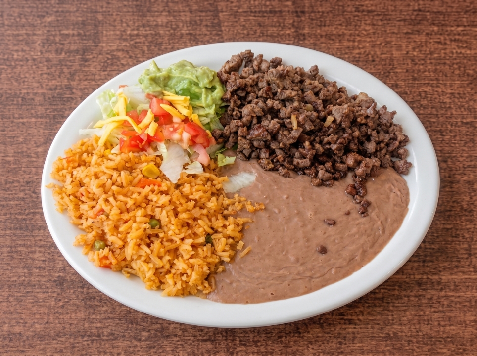 Carne asada plate.