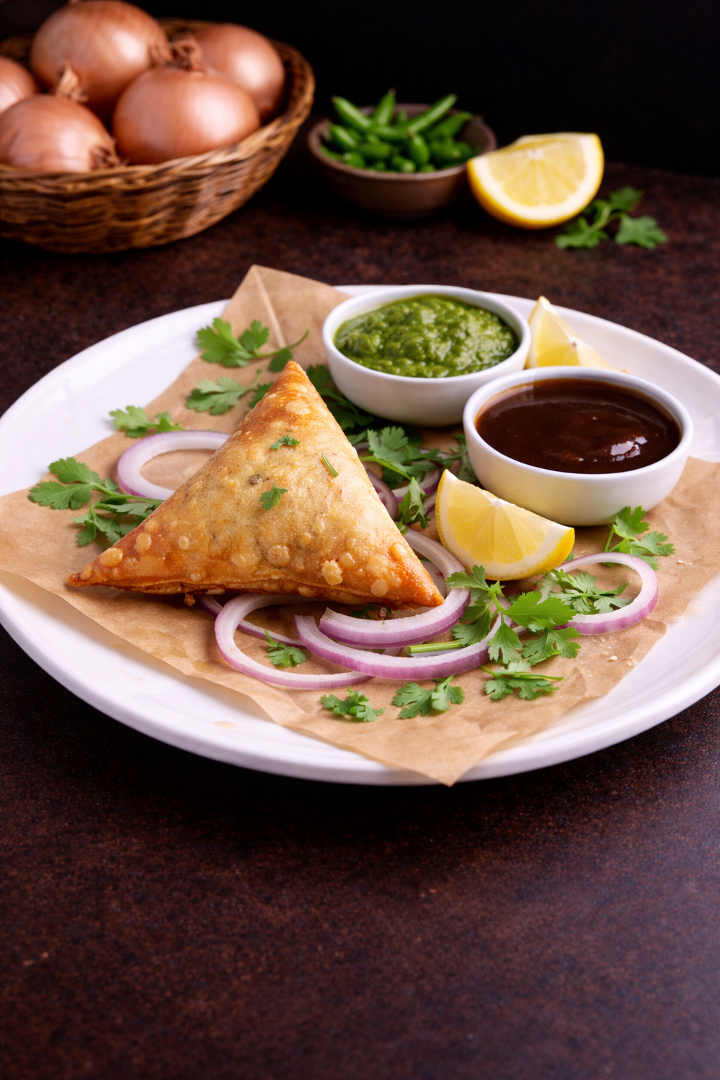 Navrang Onion Samosa (1 pc).