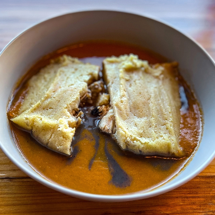 Salsa Roja Chicken Tamal.