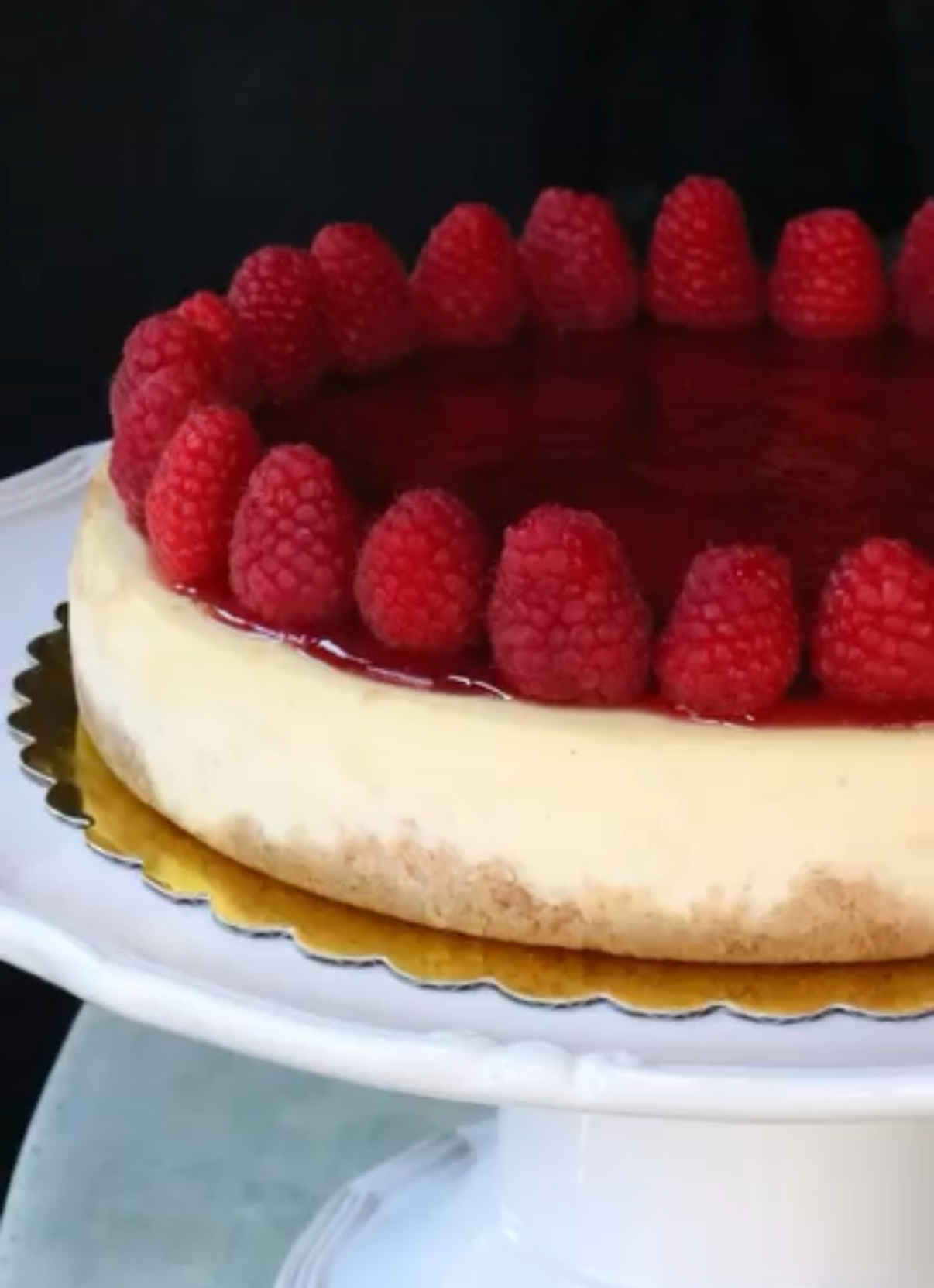 9 Inch NY Cheesecake with Raspberry Jam.