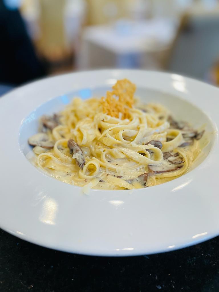 Fettuccini Alfredo with Mushrooms.