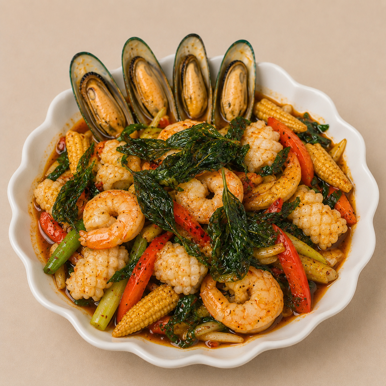 # Seafood Hot Basil.
