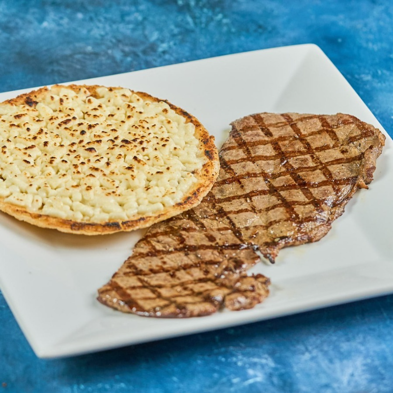 Carne Asada con Arepa & Queso.