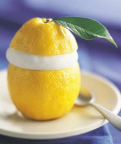 Lemon Sorbet In Lemon Shell.