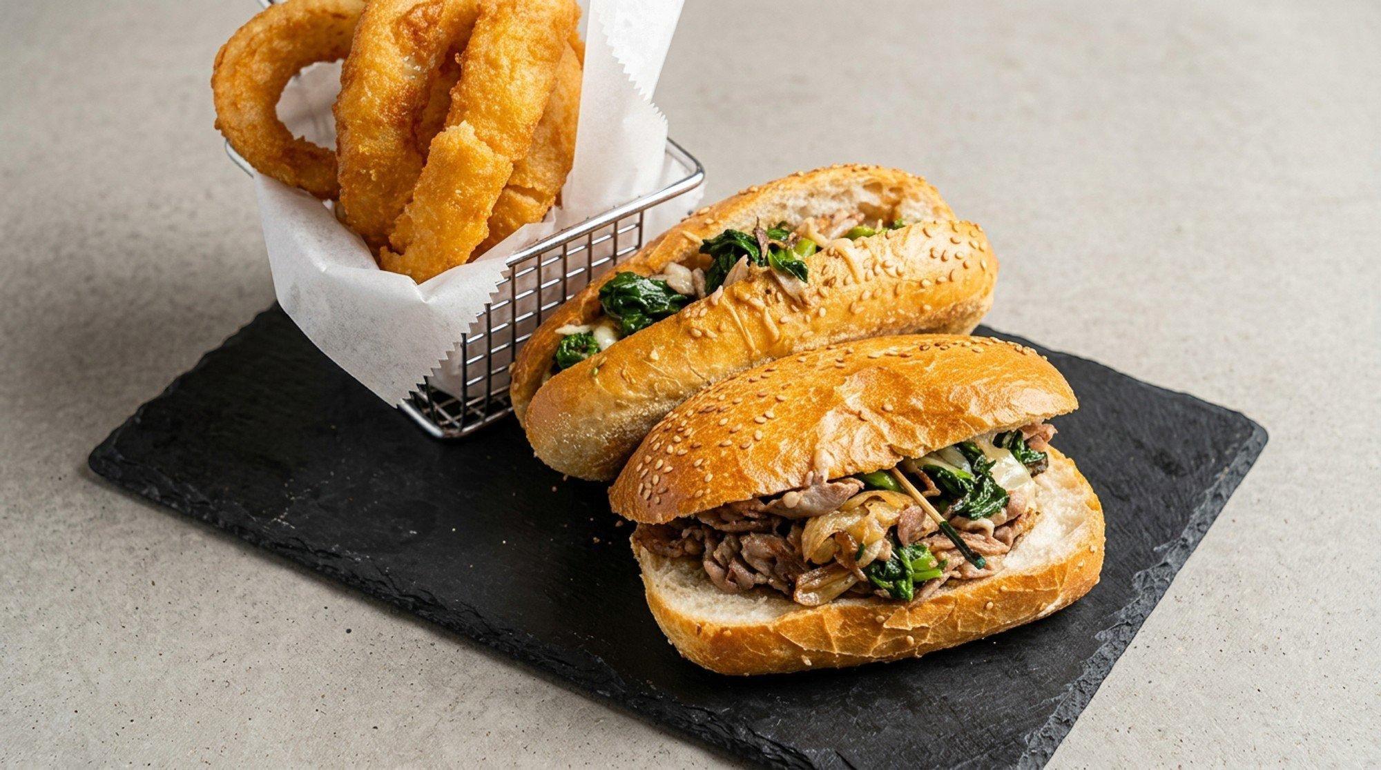 Roast Pork on AC Seeded Roll.