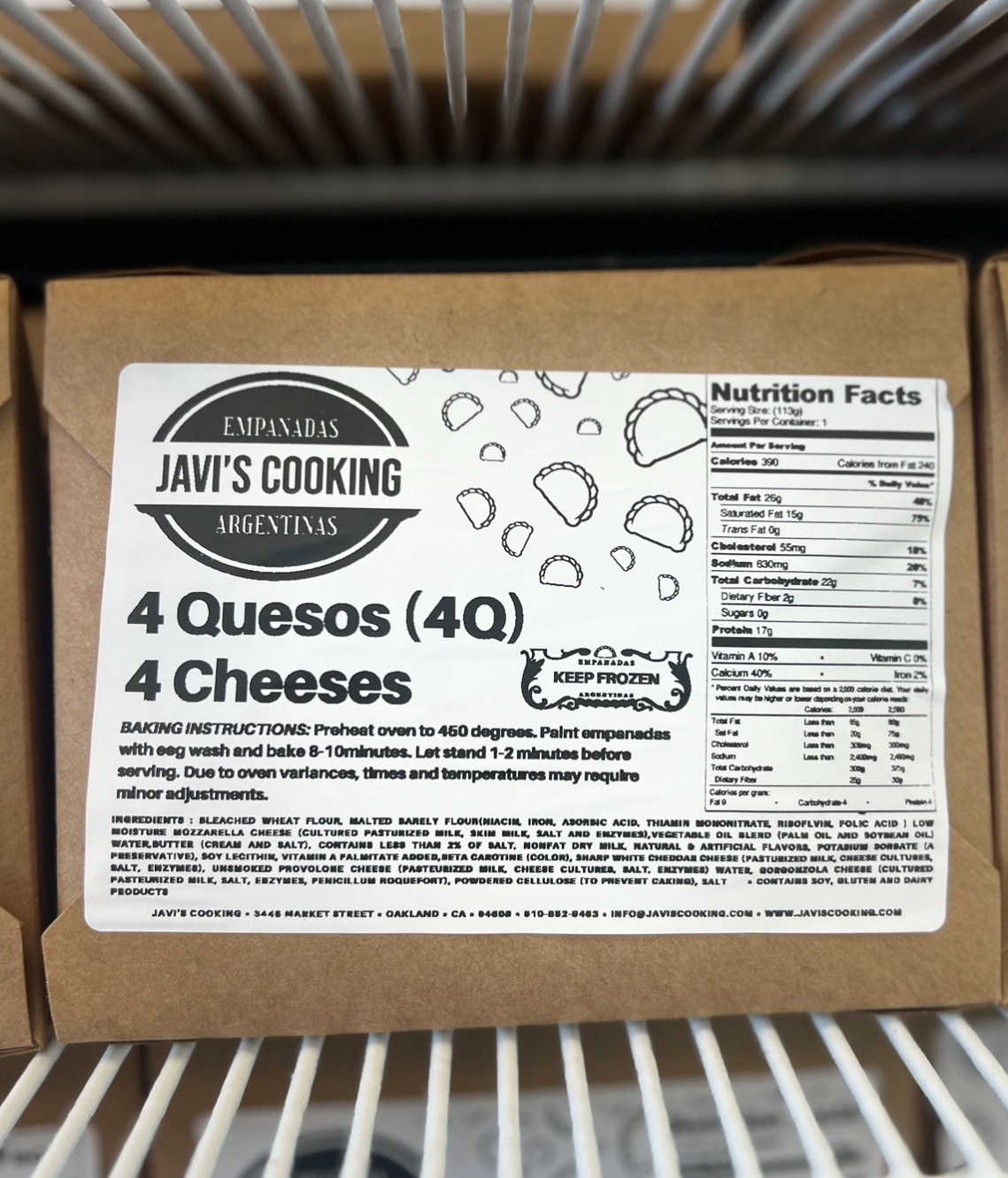 4 QUESOS-4Q (4pack) frozen empanadas.