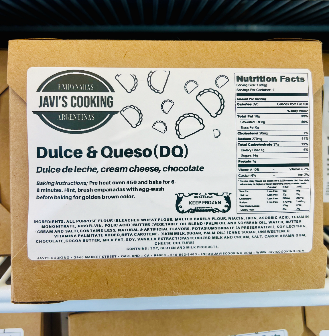 DULCE & QUESO (6pack) Frozen empanadas.