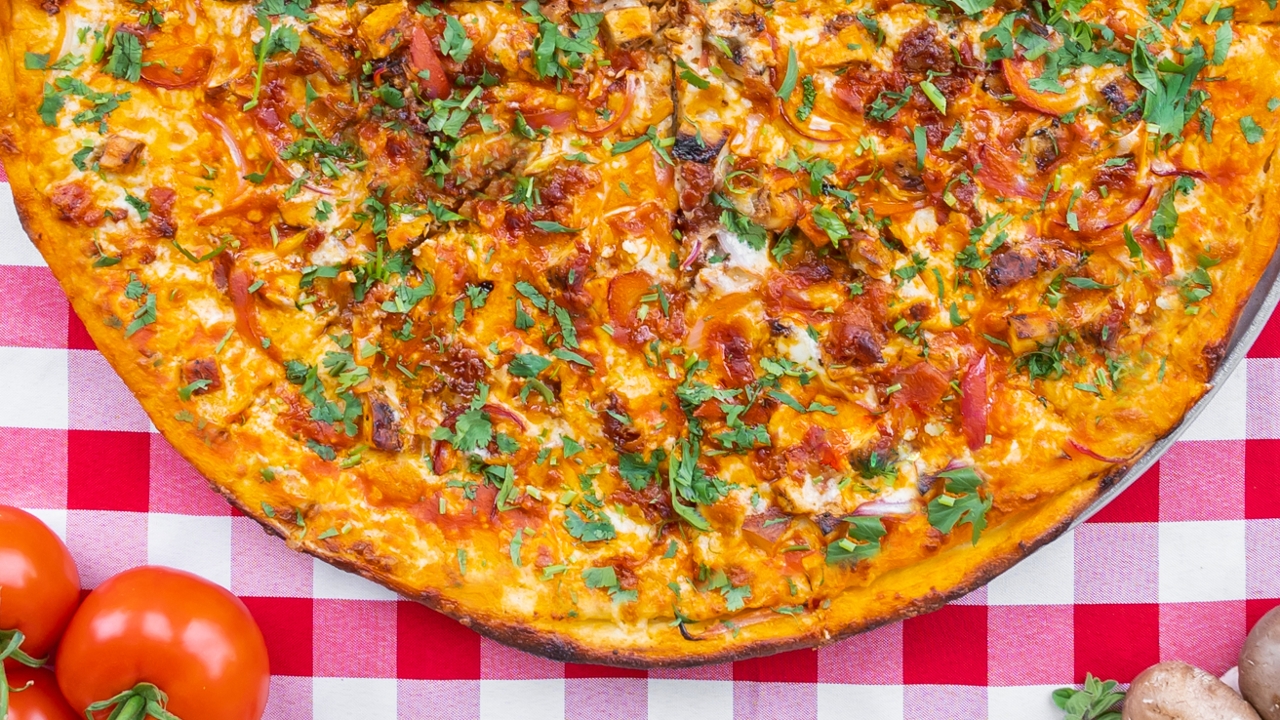 23" Buffalo Chicken Bacon Pizza.