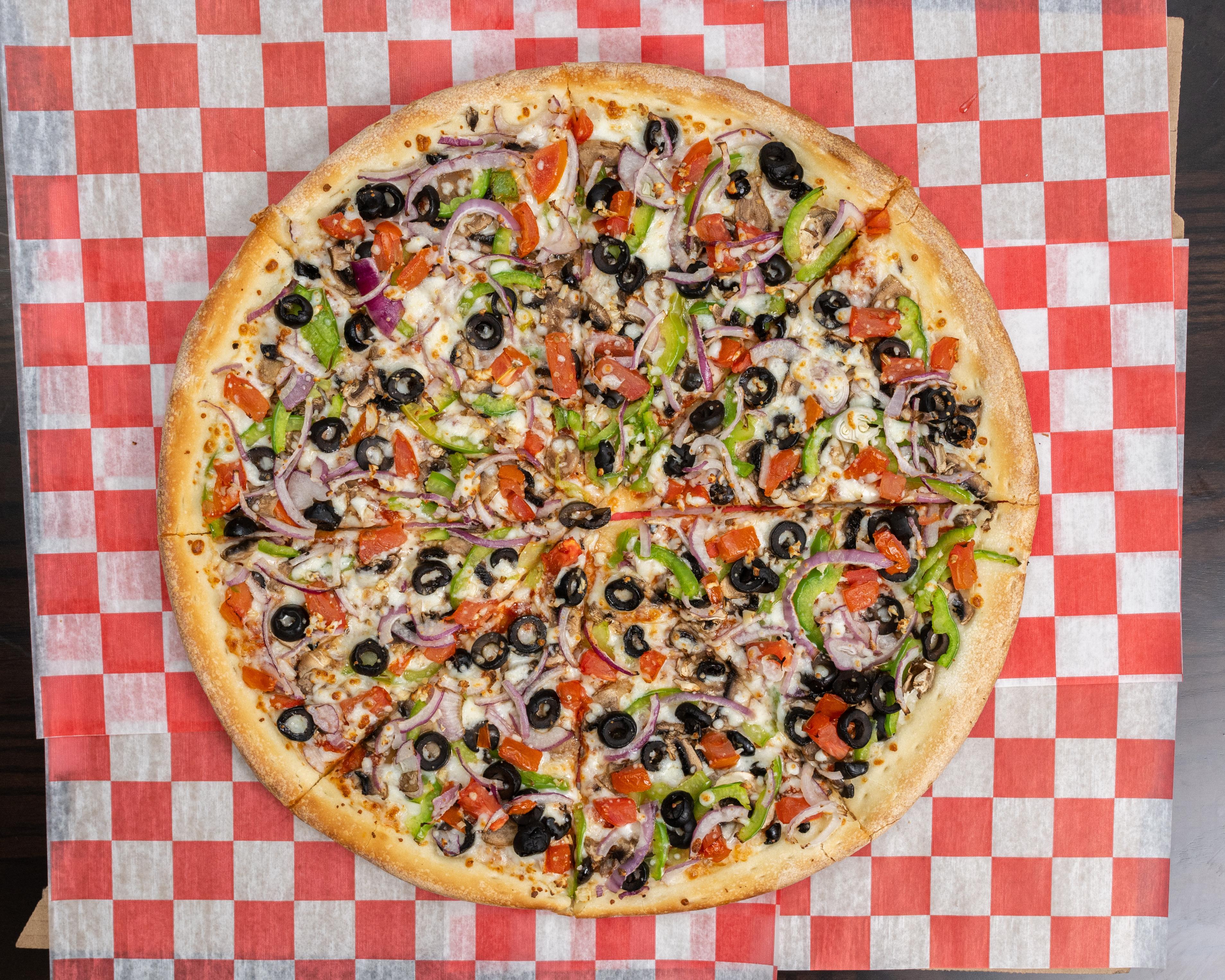 Small 12" All Veggie Pizza.