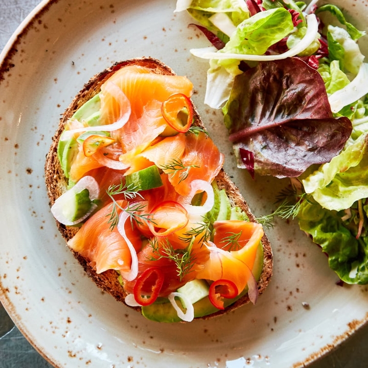 Smoked Salmon & Avocado Tartine.