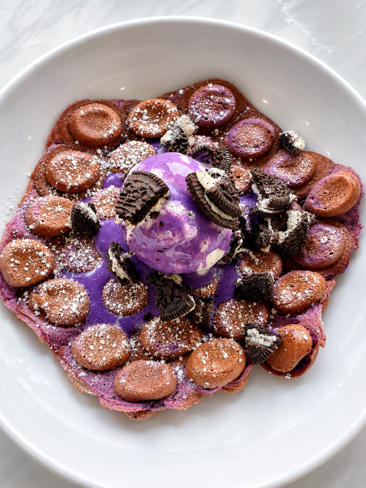 Ube Oreo Waffle w/ Ice Cream.