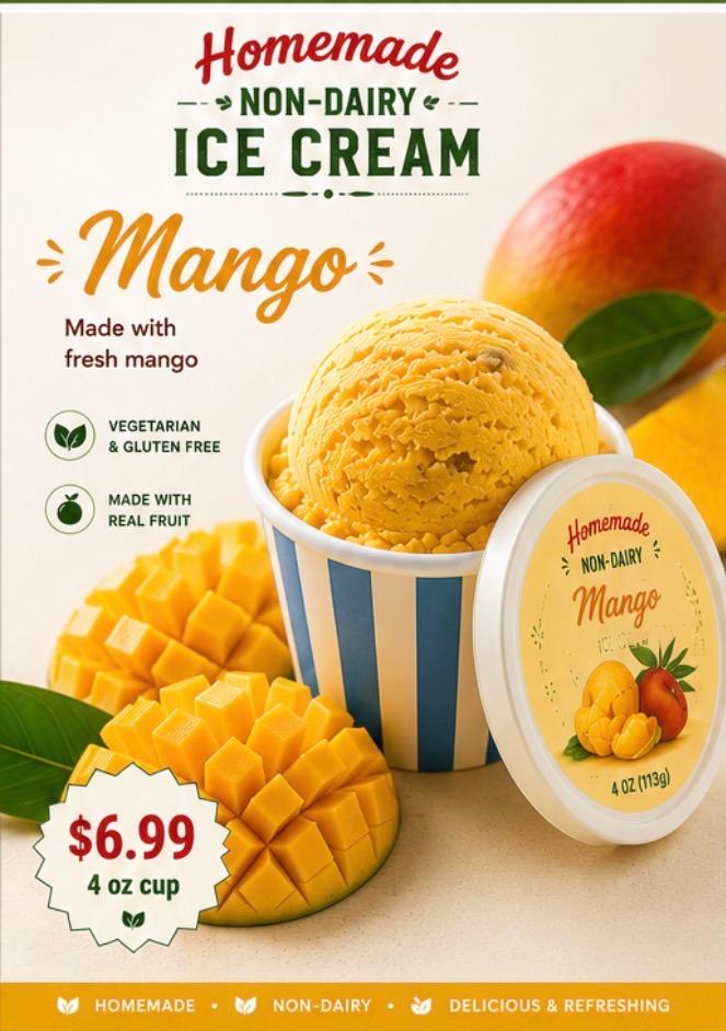 # (Homemade) Mango Ice Cream (4 oz.).