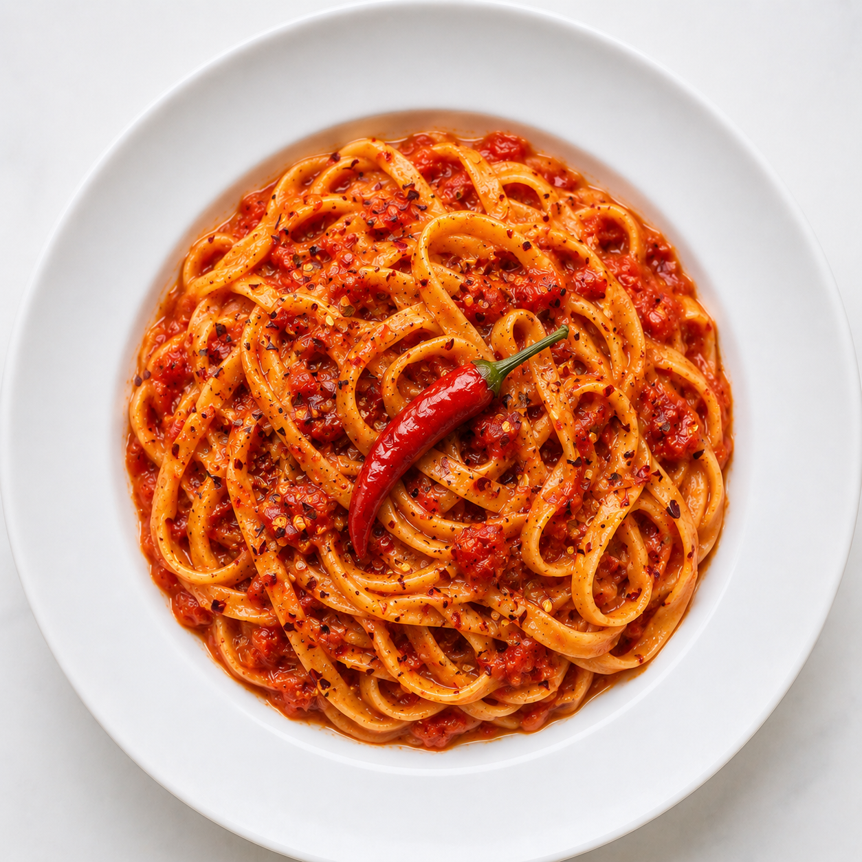 Tagliatelle Arrabbiata (spicy tomato sauce).