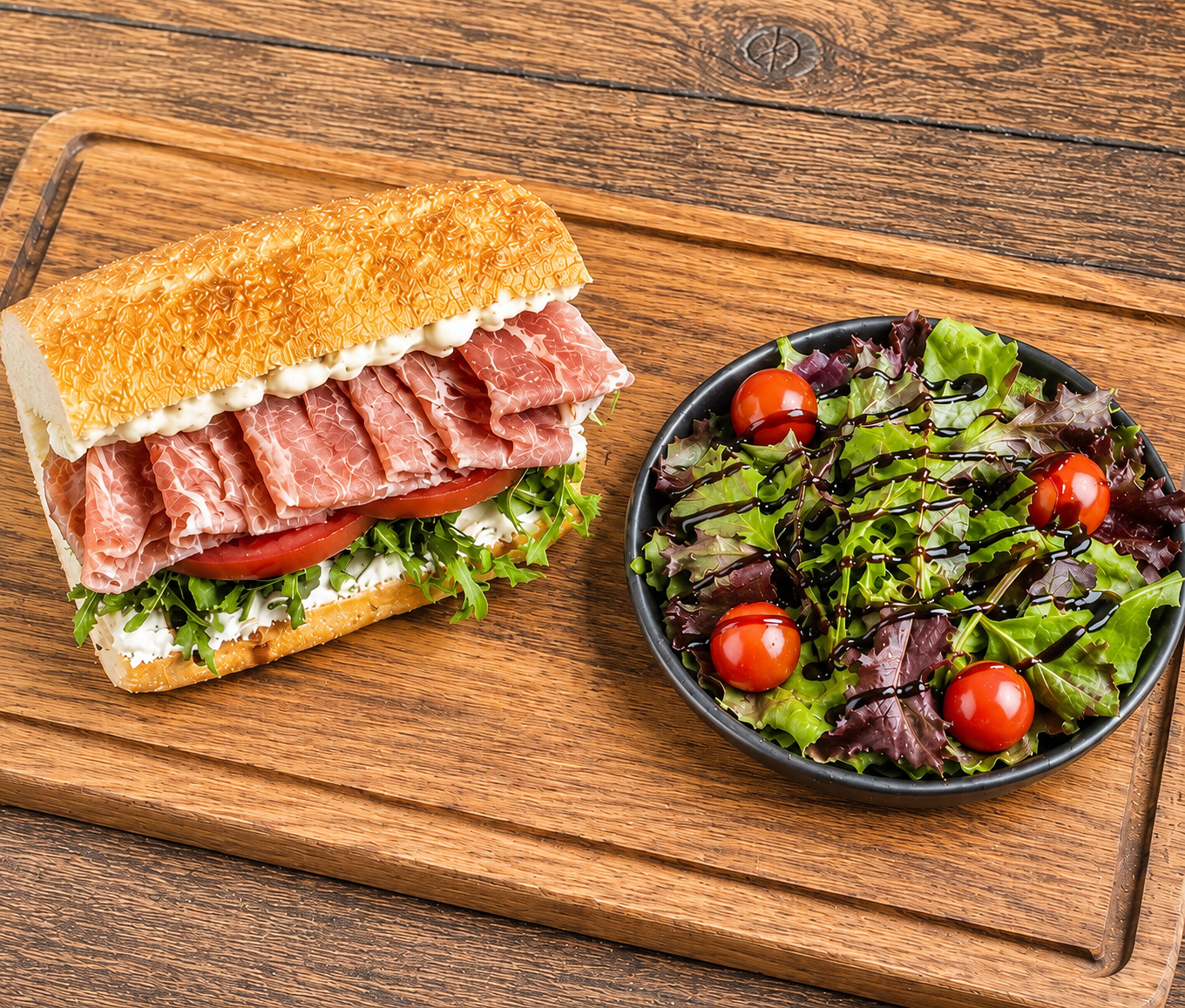 Half Panino + Half House Salad.