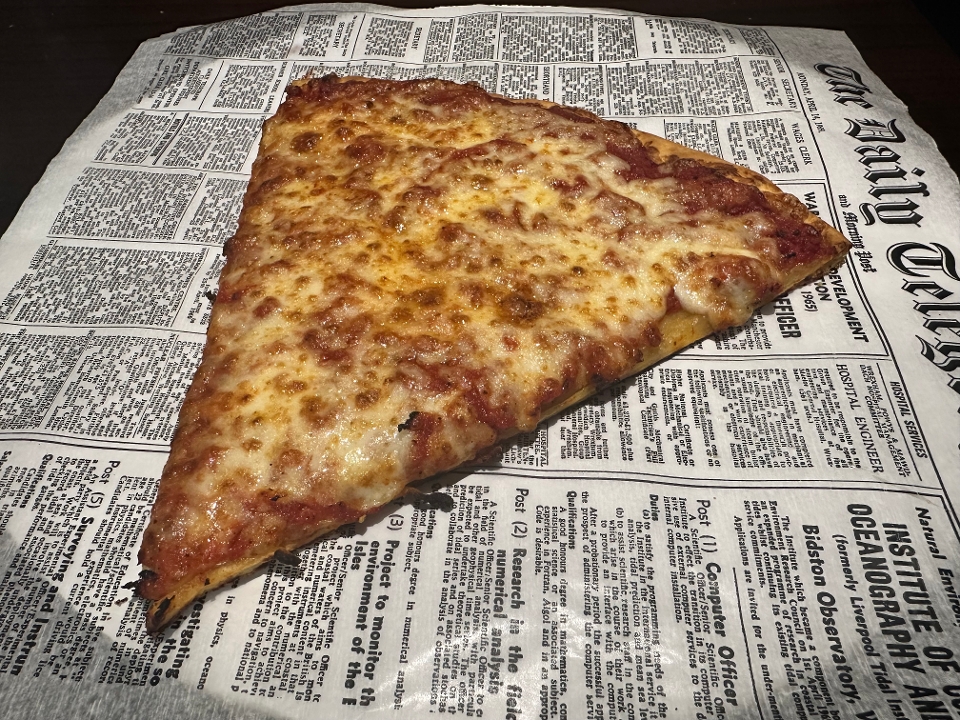 SLICE - Thin Crust Cheese Pizza Slice.