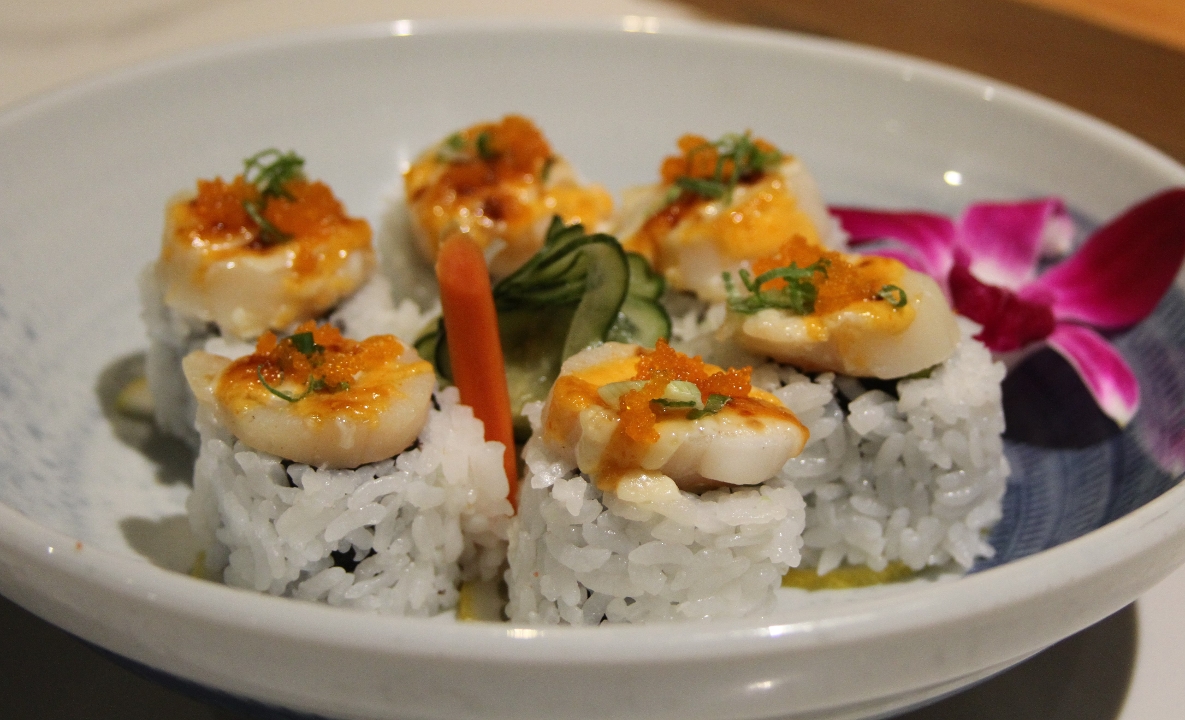 B.S.C: Baked Scallop on CA roll.