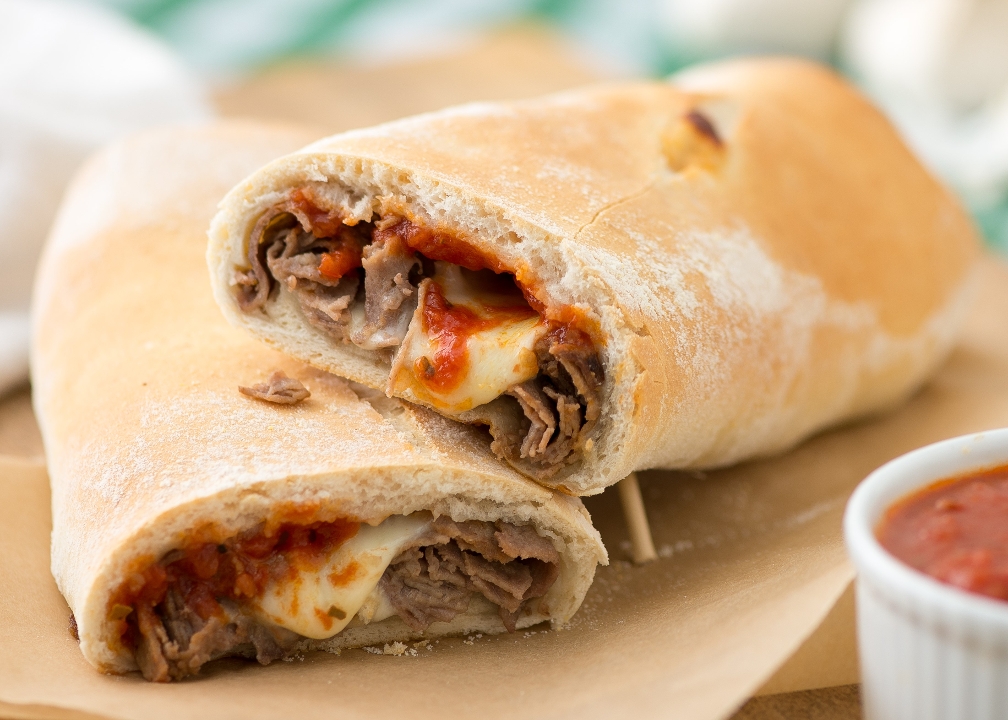 Jumbo Pizza Steak Stromboli.