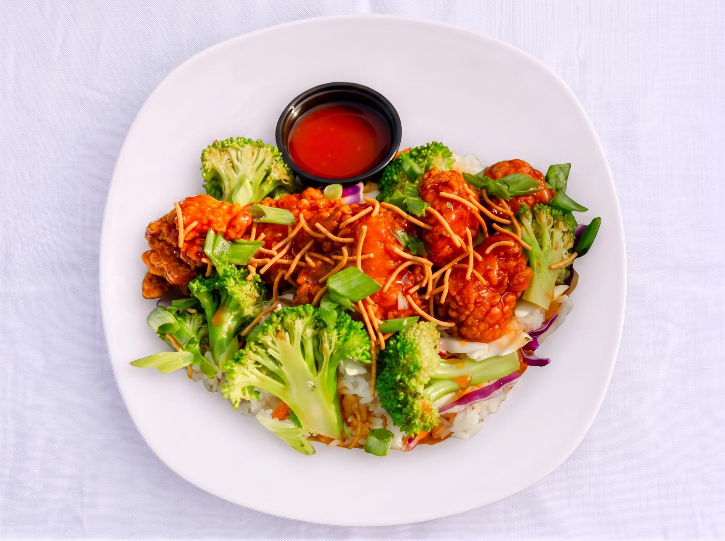 Crispy Orange Chicken Bowl.