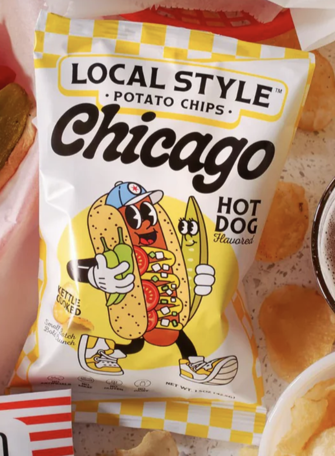 LOCAL STYLE POTATO CHIPS HOTDOG.