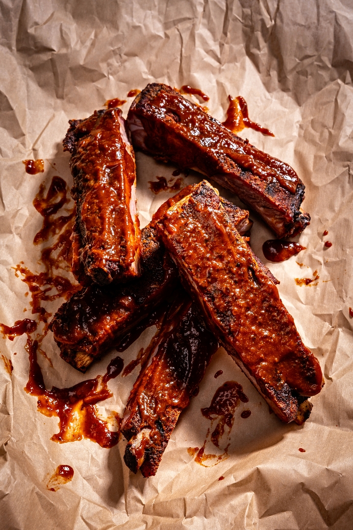 1/3 Rack (4 bones) of Pork Smoked Ribs.