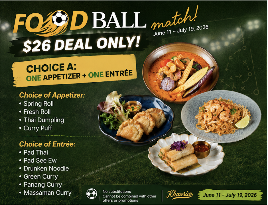 One Appetizer and One Entree.