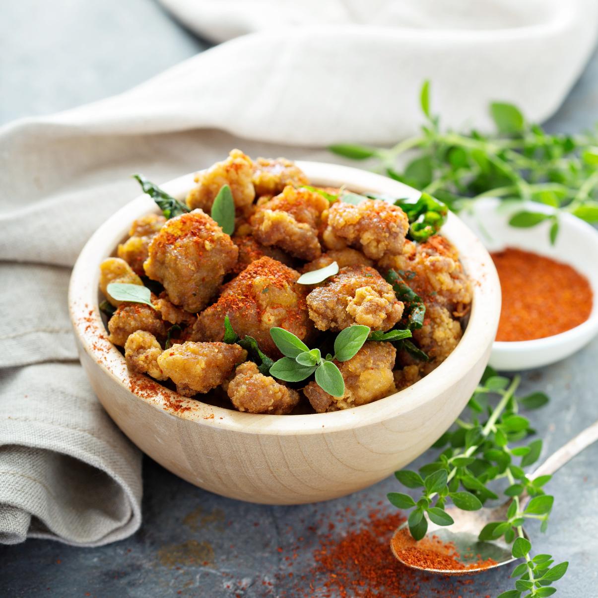 Basil Fried Chicken Nuggets.