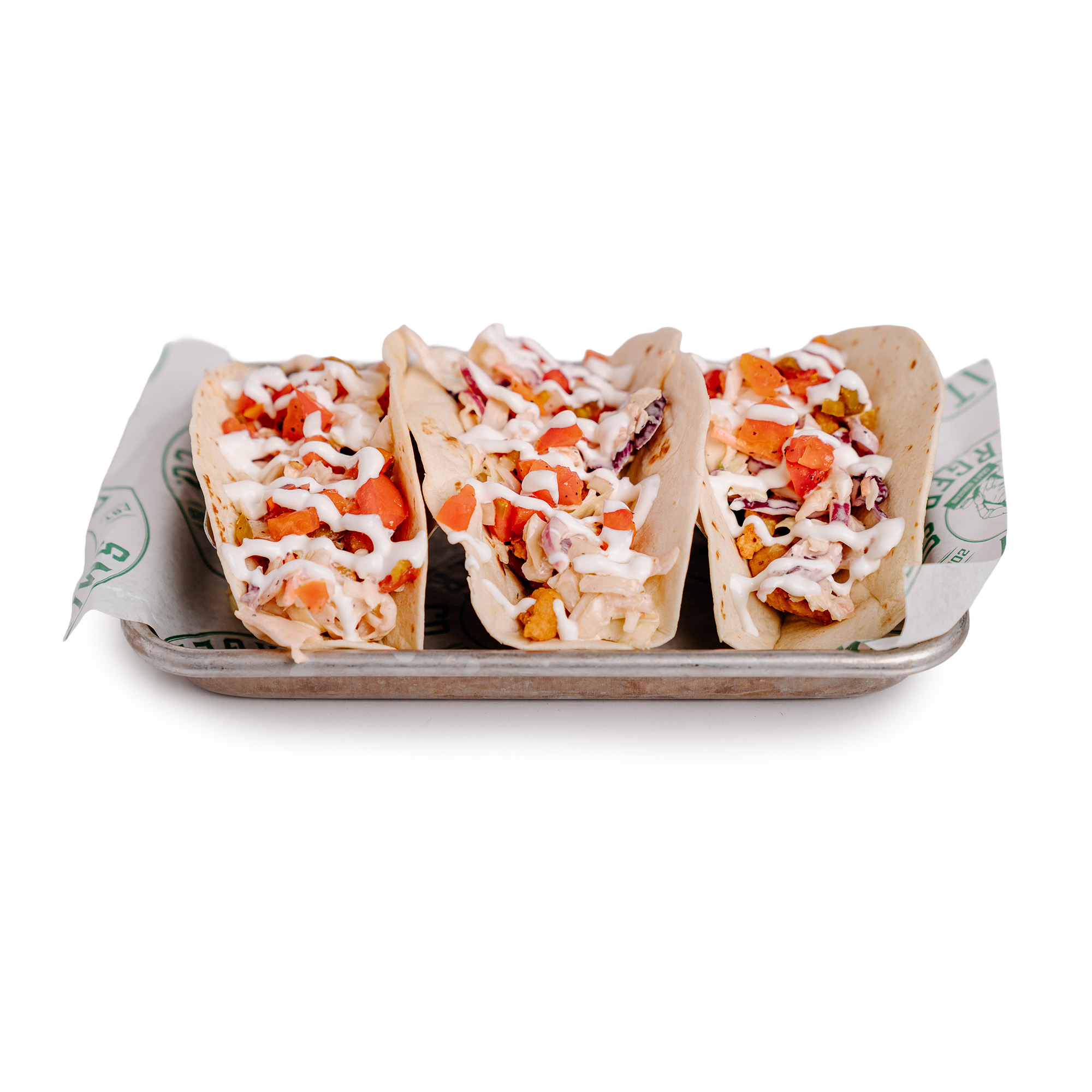 SHRIMP TACOS.