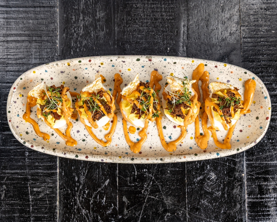 Beef Birria Deviled Eggs.