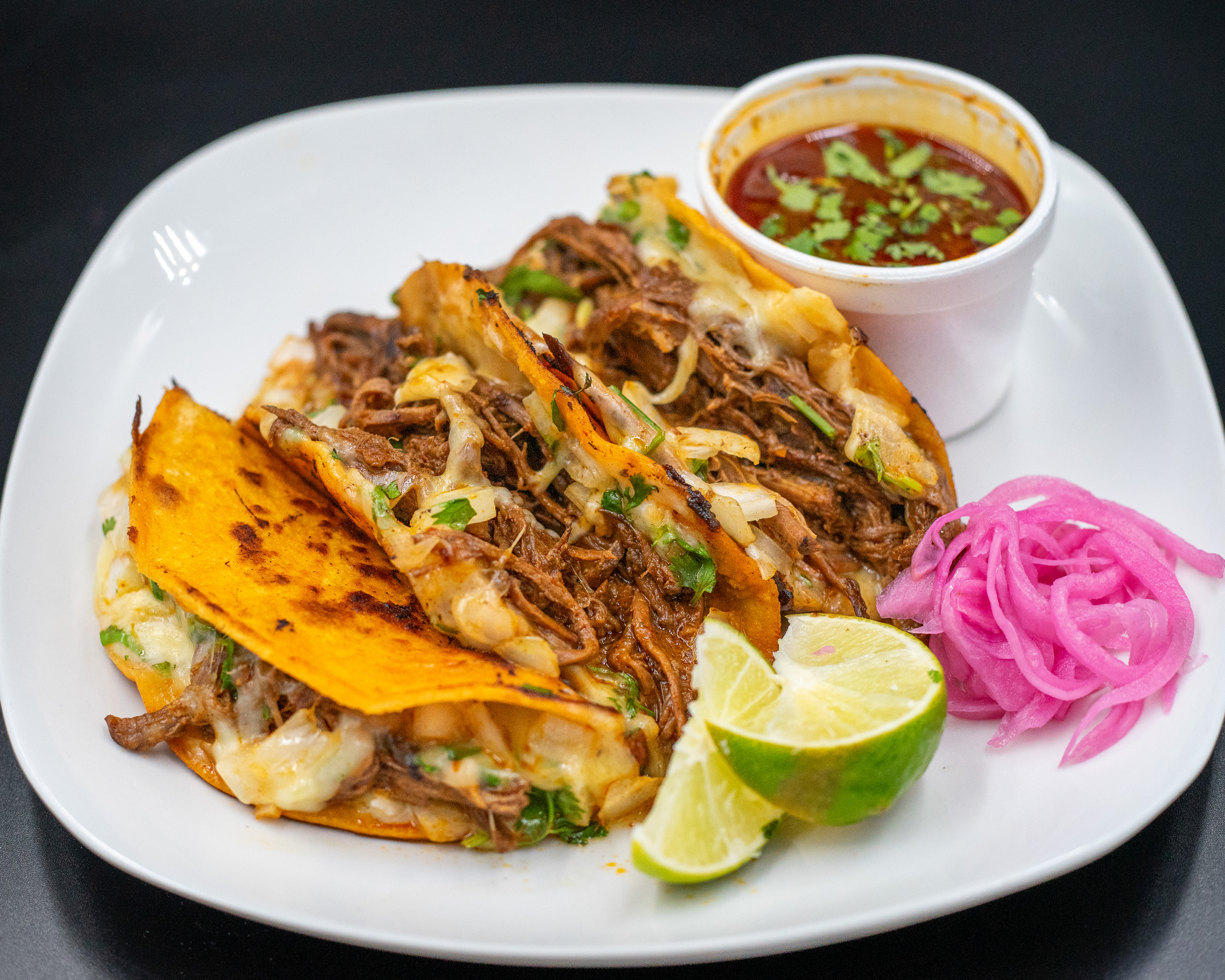 Quesa Birria Taco Trio.