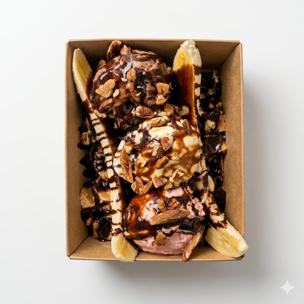 Banana Split on Half Waffle🍌🍨🧇.