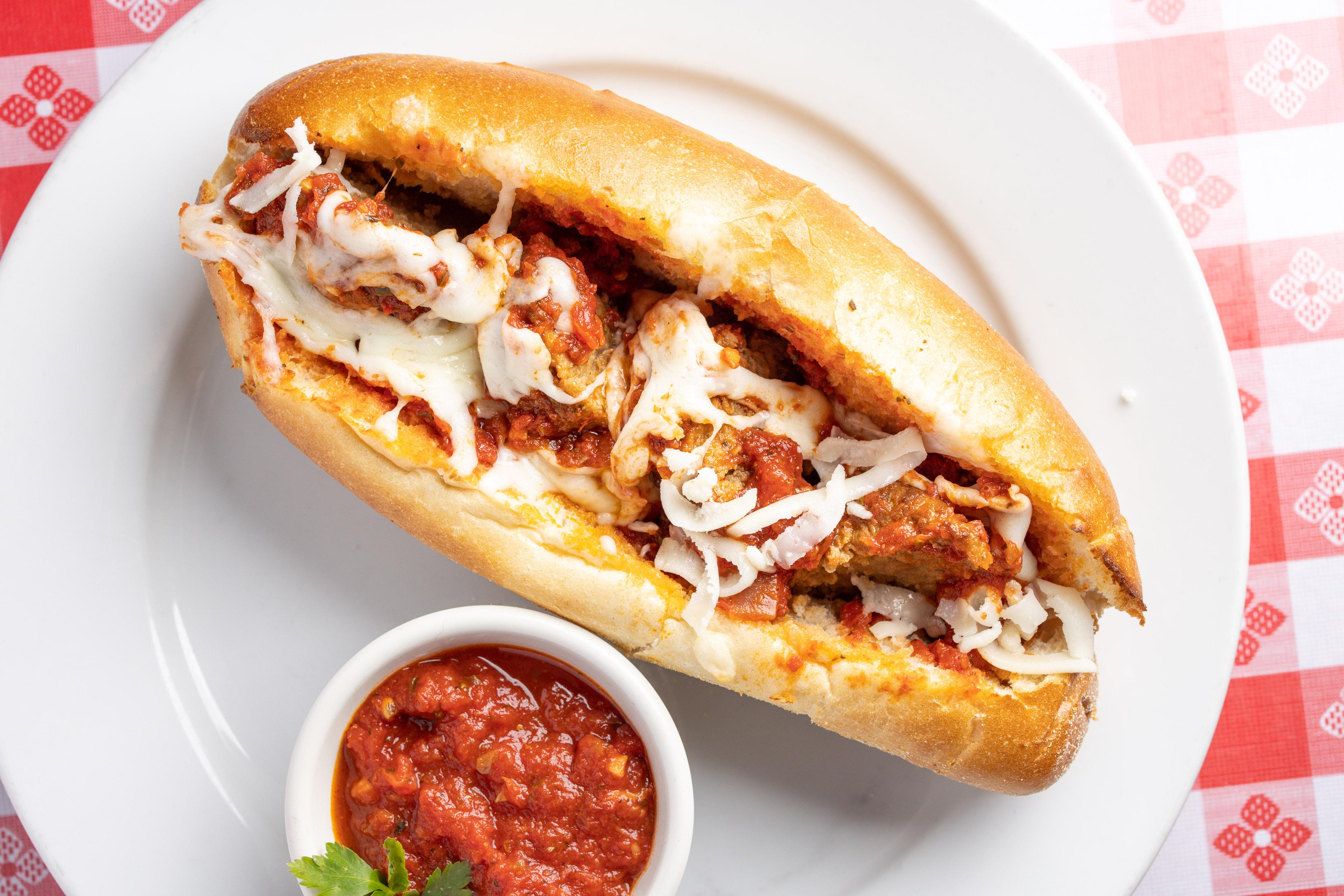 Beef Meatball Deluxe Sandwich.