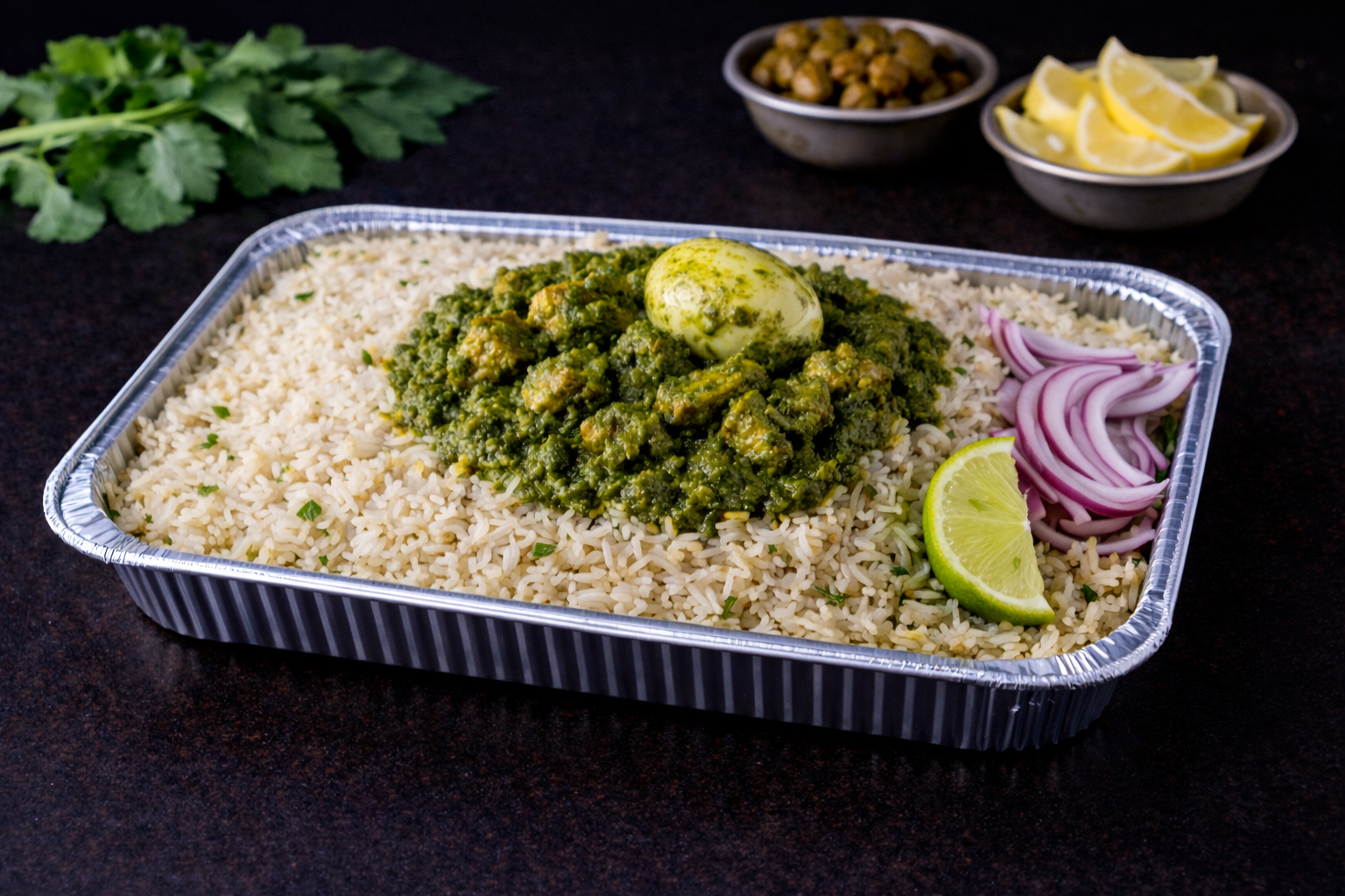 Family Pack Green Chicken Pulao.