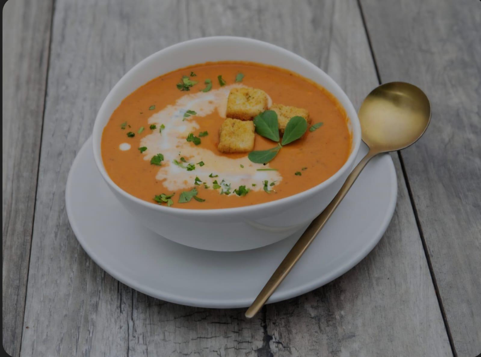 Roasted Tomato & Red pepper soup.
