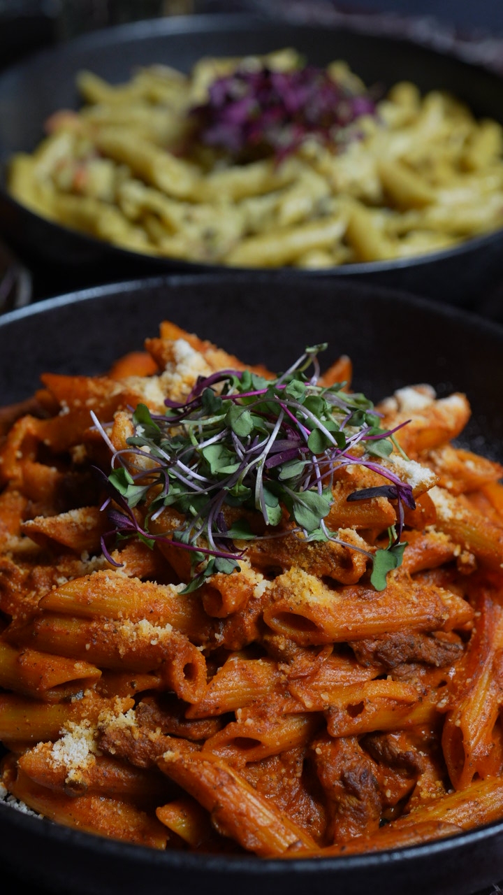 Beef Penne Arrabbiata.