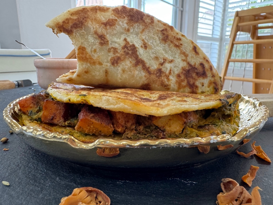 Breakfast masala egg Parathadilla.