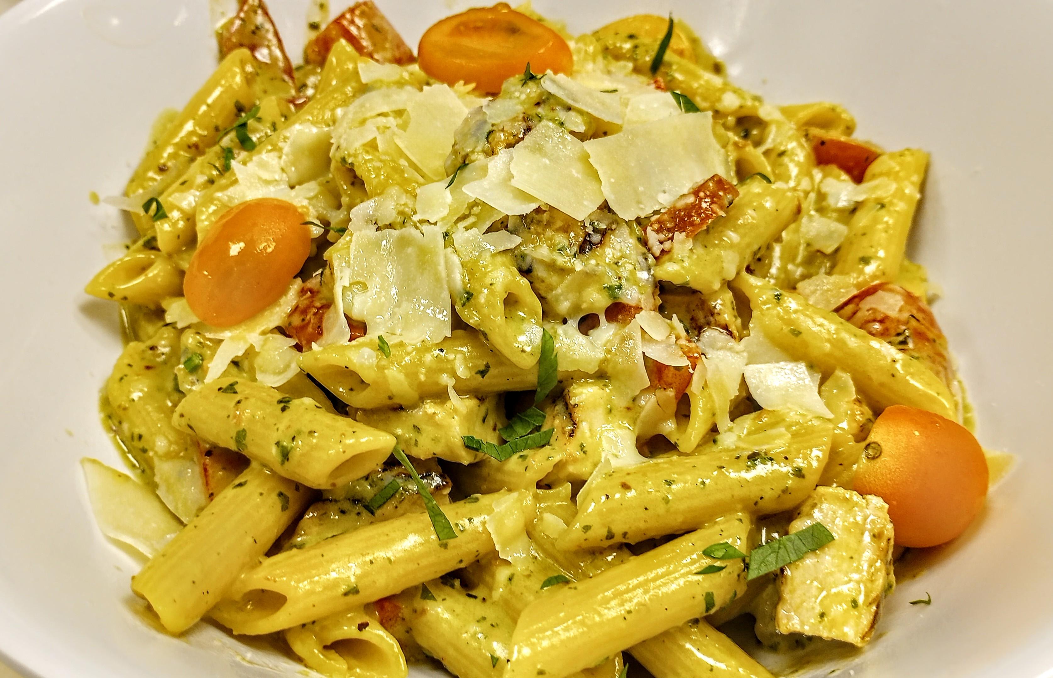 Penne Chicken Pesto.