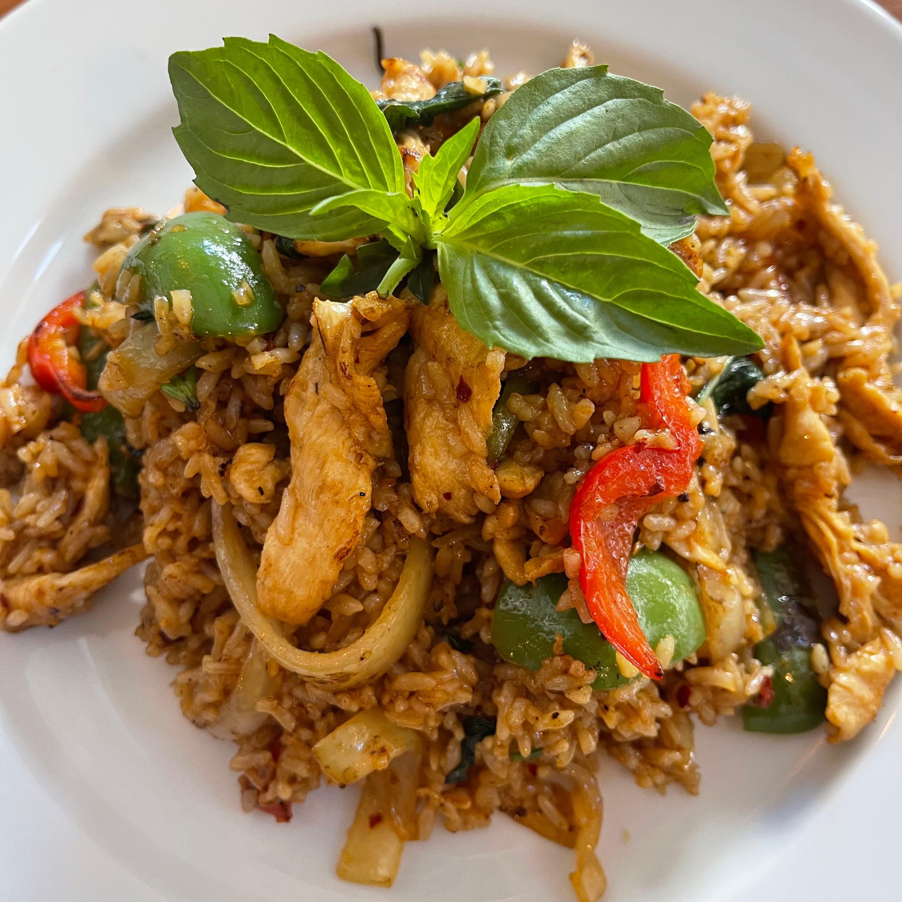 L - Spicy Basil Fried Rice.