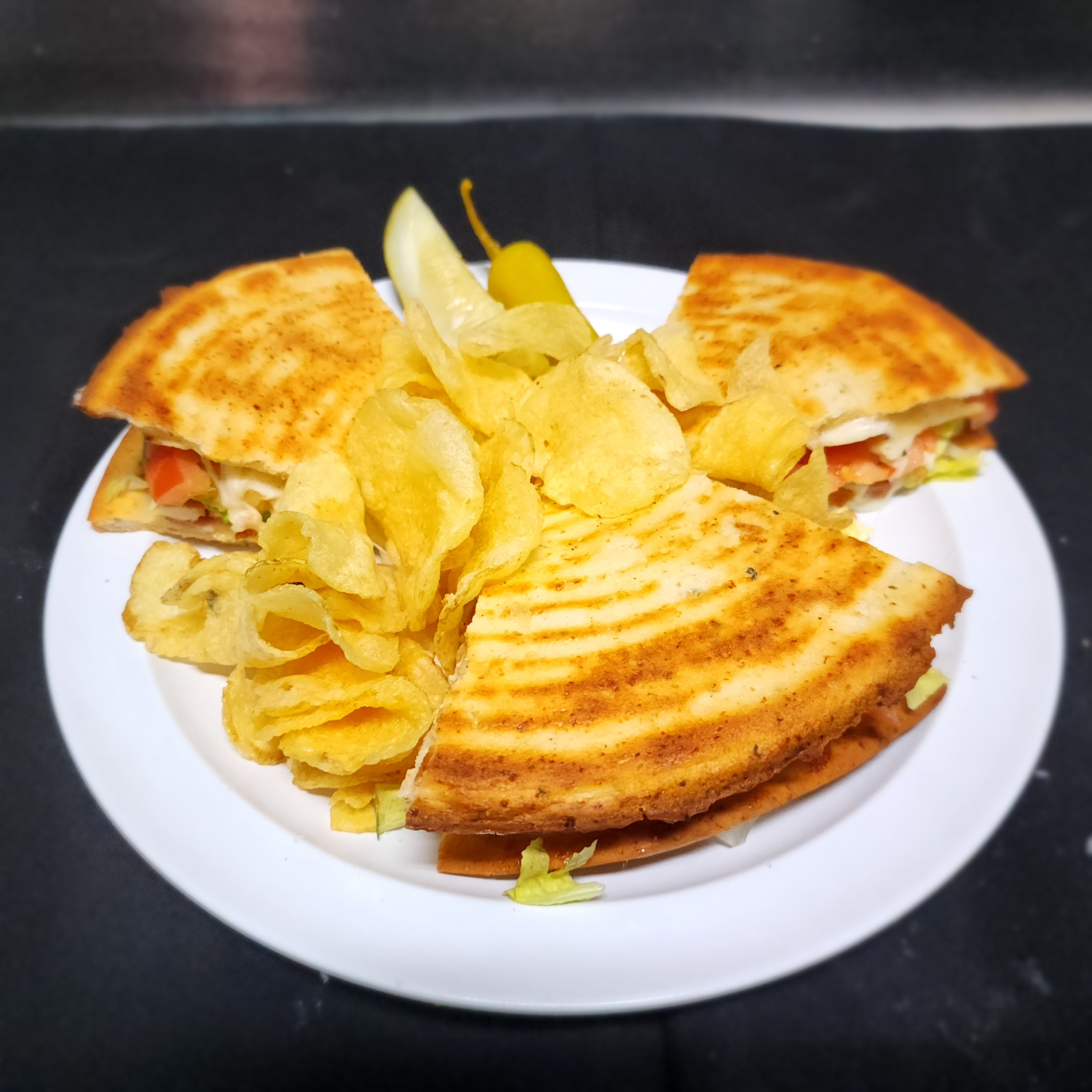 Gluten Free Chicken Pizza Club Sandwich.