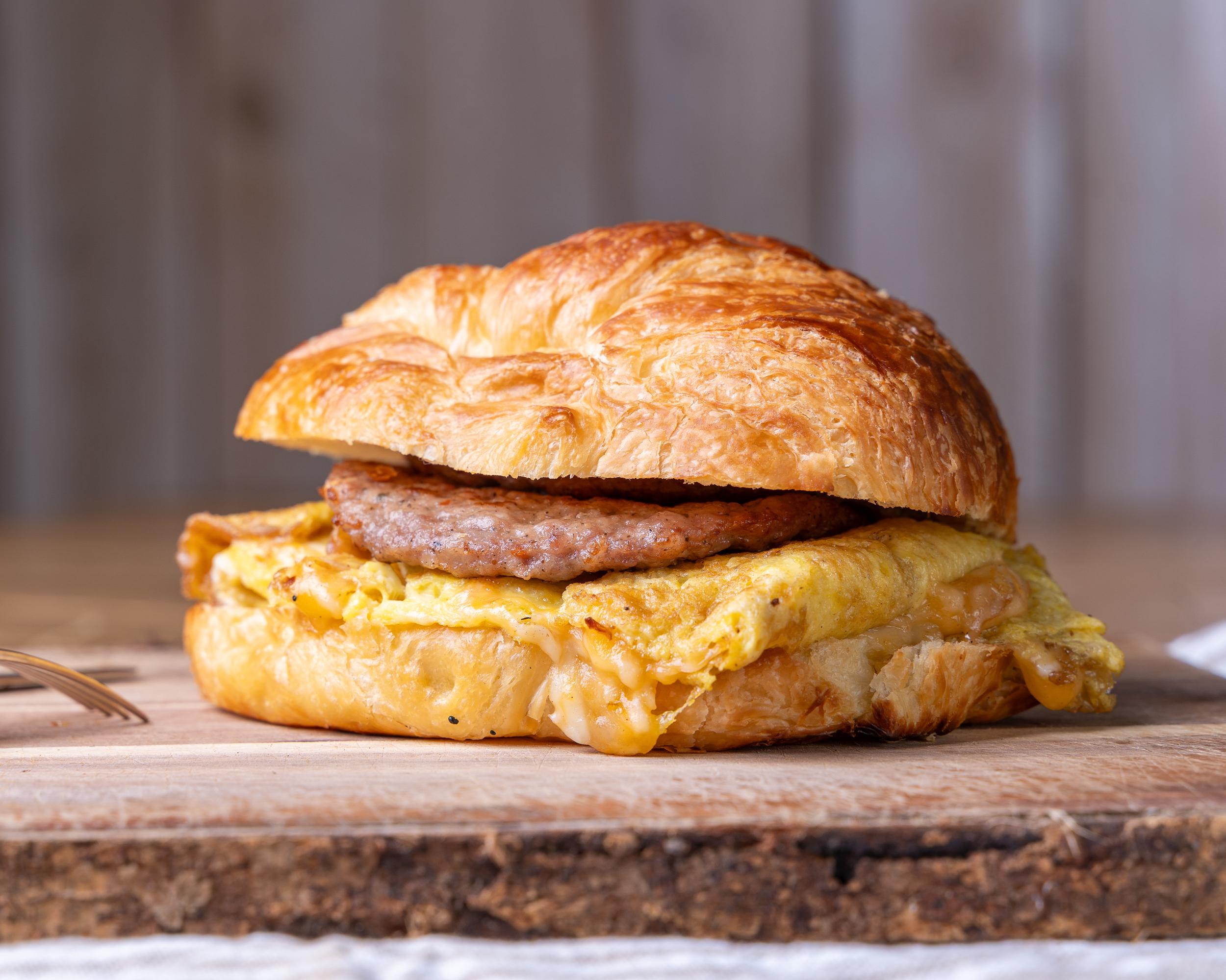 Sausage Croissant Breakfast Sandwich.